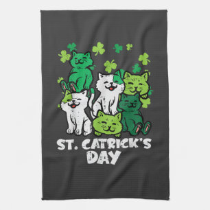 St Patricks Catricks Day Cats Saint Pattys Tea Towel
