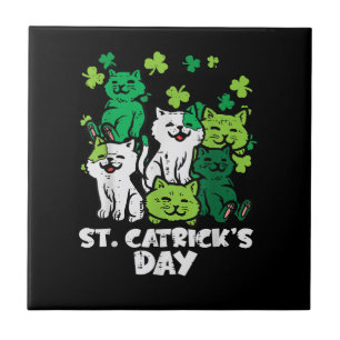 St Patricks Catricks Day Cats Saint Pattys Tile