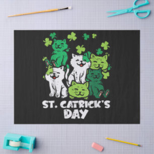 St Patricks Catricks Day Cats Saint Pattys Tissue Paper