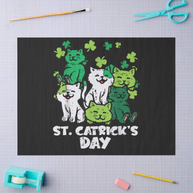 St Patricks Catricks Day Cats Saint Pattys Tissue Paper (Craft)