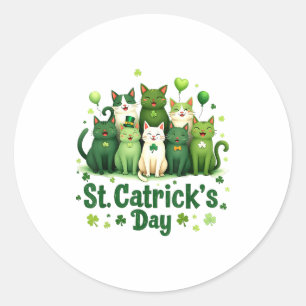 St Patricks Catricks Day Cats Saint Pattys Women G Classic Round Sticker