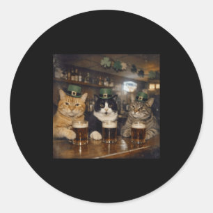St patricks catricks day funny cats drinking beer classic round sticker