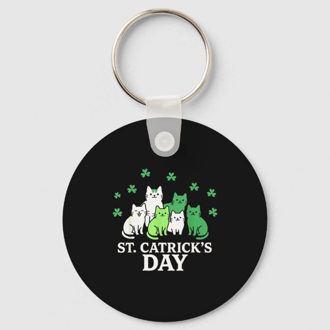 St patricks catricks day funny cats  key ring (Front)
