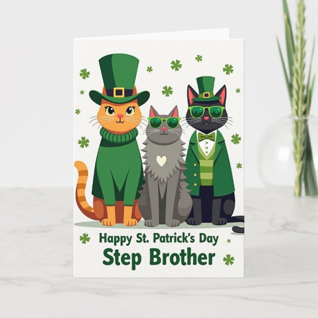 St Patricks Cats Step Brother Card (Front)
