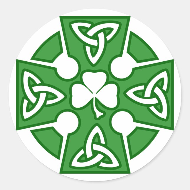 St Patrick's Celtic cross Classic Round Sticker (Front)