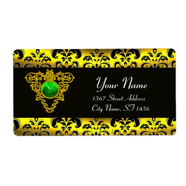 ST PATRICK'S CELTIC HEART BLACK AND GOLD DAMASK (Front)