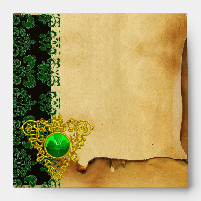 ST PATRICK'S CELTIC HEART,SHAMROCK ,Parchment Envelope (Front)