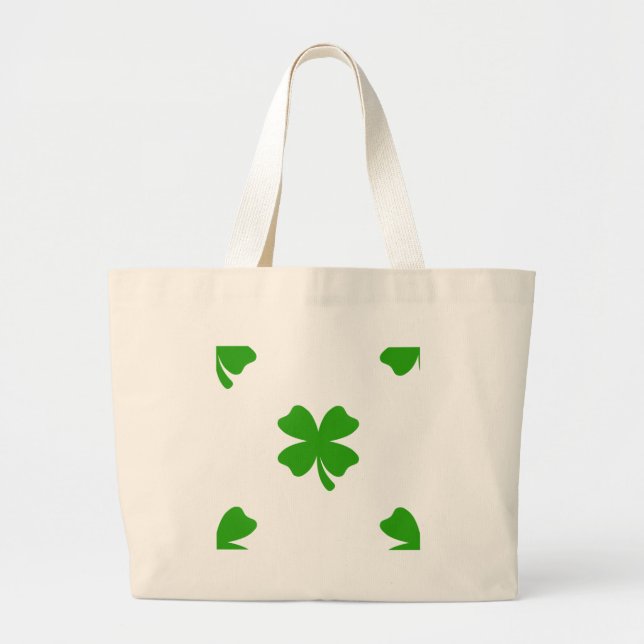 st patricks clover emoji large tote bag (Front)
