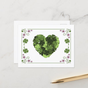 St. Patrick's Clover Heart Holiday Postcard