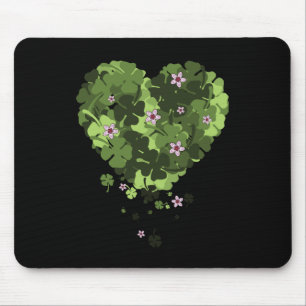 St. Patrick's Clover Heart Mouse Mat