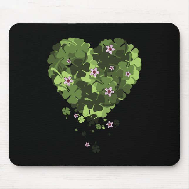 St. Patrick's Clover Heart Mouse Mat (Front)