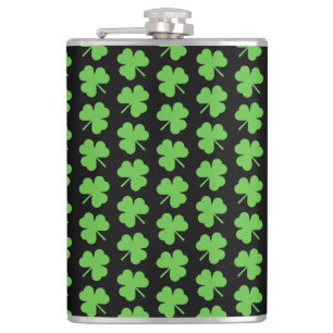 St. Patricks Clover Vinyl Wrapped Flask