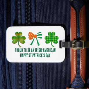 St Patricks Coquette Shamrock Personalised Luggage Tag