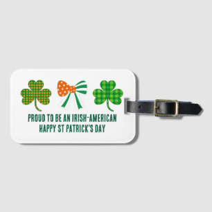 St Patricks Coquette Shamrock Personalised Luggage Tag