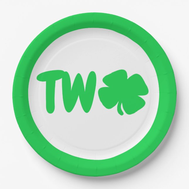 St Patrick's Day 2nd Birthday Paper Plate (Front)