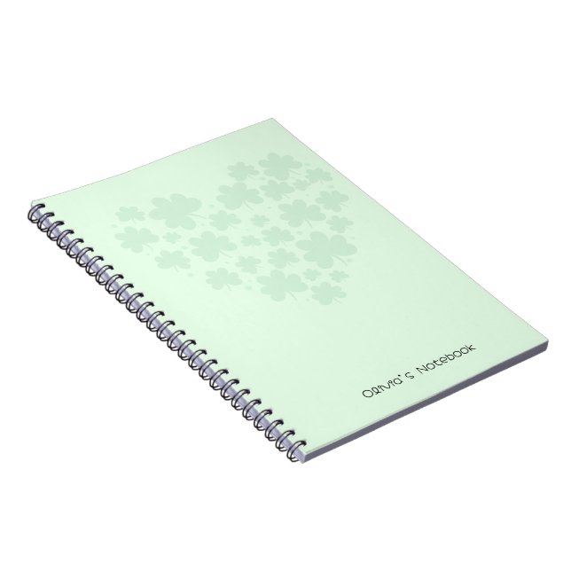 St patrick's day 3 leaf clover Heart Green pastel Notebook (Right Side)