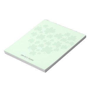 St patrick's day 3 leaf clover Heart Green pastel Notepad