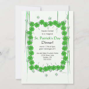 St. Patrick's Day 4-Leaf Clover and Stars Invitation