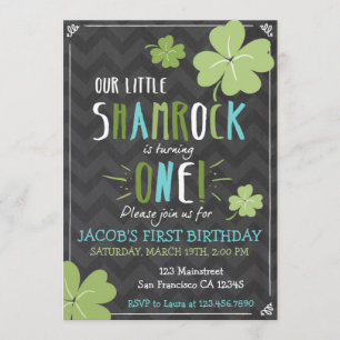 St. Patrick's Day 4 Leaf Clover Birthday Invite