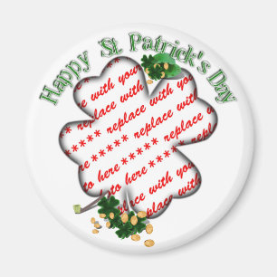 St Patrick's Day 4 Leaf Clover Photo Frame Magnet