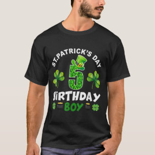 St Patricks Day 5 Years Old Birthday Boy 5th Birth T-Shirt