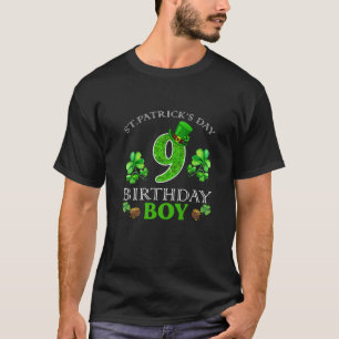 St Patrick's Day 9 Years Old Birthday Boy Happy Bi T-Shirt