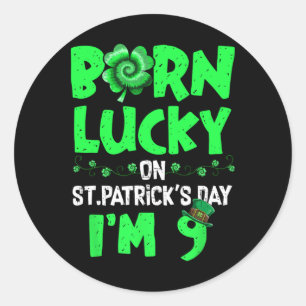 St Patricks Day 9th Birthday Boy Girl 9 Years Old Classic Round Sticker