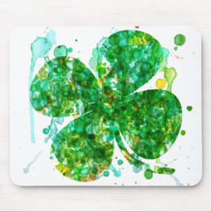 St. Patricks Day Abstract Shamrock Art Mouse Mat