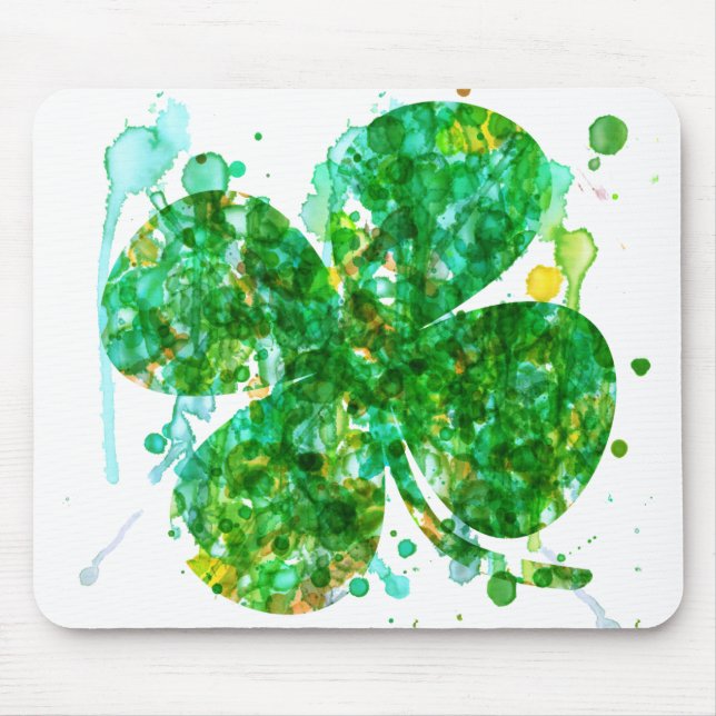 St. Patricks Day Abstract Shamrock Art Mouse Mat (Front)