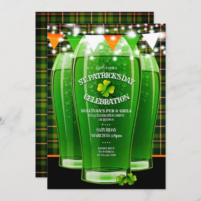 St. Patricks Day Adult Party Invitations (Front/Back)