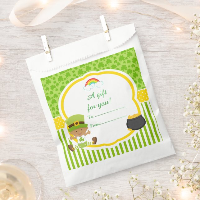 St Patrick's Day African American Boy Baby Shower Favour Bags (Clipped)
