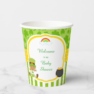 St Patrick's Day African American Boy Baby Shower Paper Cups