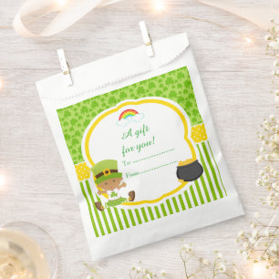 St Patrick's Day African American Girl Baby Shower Favour Bags