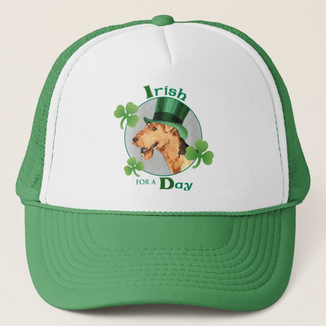 St. Patrick's Day Airedale Trucker Hat (Front)