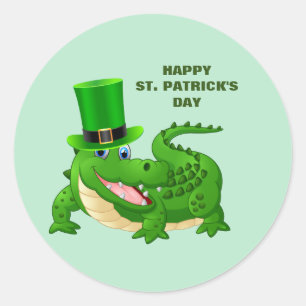 St. Patrick's Day Alligator  Holiday  Classic Round Sticker