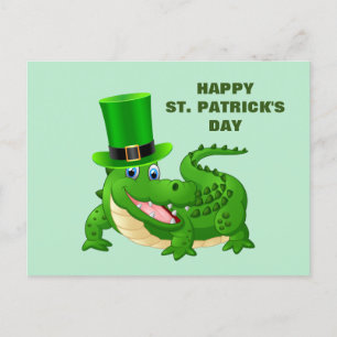 St. Patrick's Day Alligator  Holiday Postcard