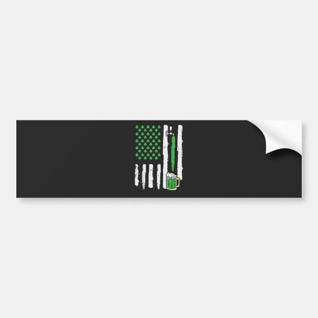 St Patricks Day America Flag Saint Bumper Sticker (Front)
