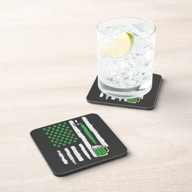 St Patricks Day America Flag Saint Coaster (Right Side)