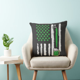 St Patricks Day America Flag Saint Cushion