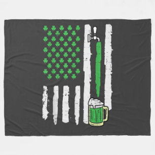 St Patricks Day America Flag Saint Fleece Blanket