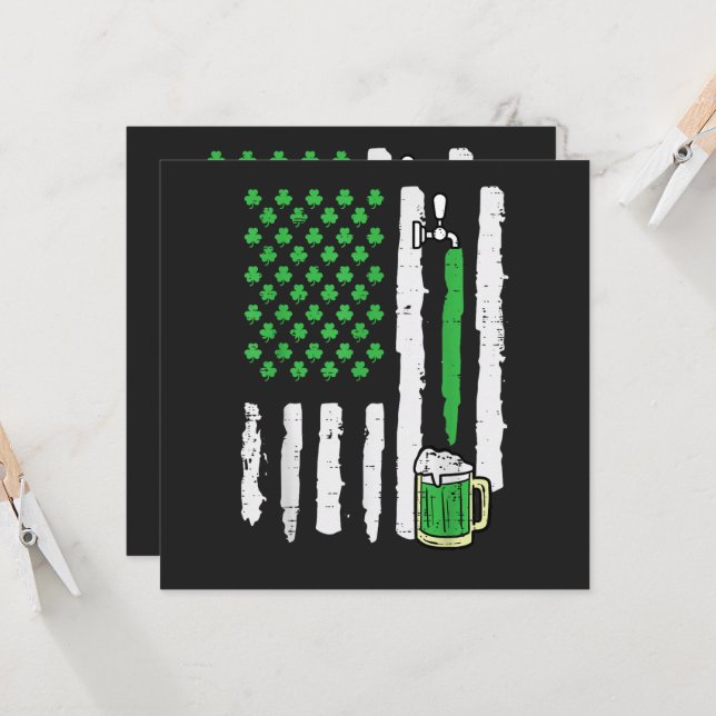 St Patricks Day America Flag Saint Invitation (Front/Back In Situ)