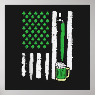 St Patricks Day America Flag Saint Poster