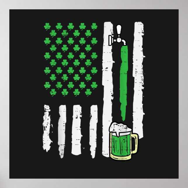 St Patricks Day America Flag Saint Poster (Front)