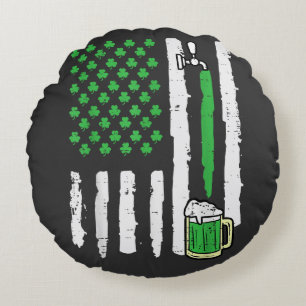 St Patricks Day America Flag Saint Round Cushion