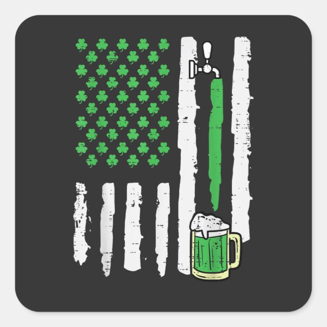 St Patricks Day America Flag Saint Square Sticker (Front)