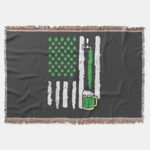 St Patricks Day America Flag Saint Throw Blanket