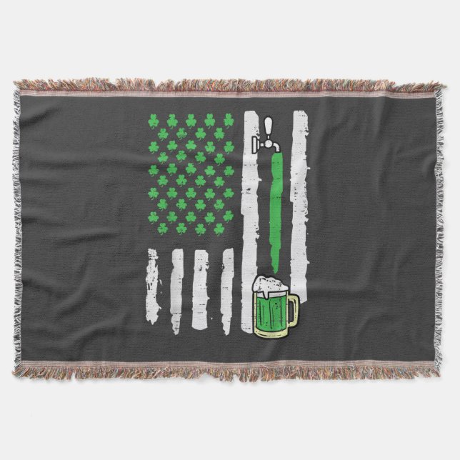 St Patricks Day America Flag Saint Throw Blanket (Front)