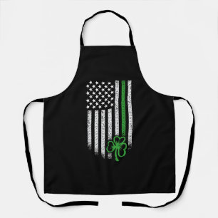 St Patricks Day American Irish Flag Shamrock Lucky Apron