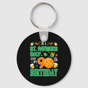 St patricks day & 90th birthday irish clover key ring