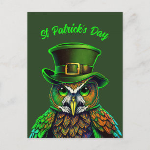St. Patrick's Day: an owl in a hat Postcard